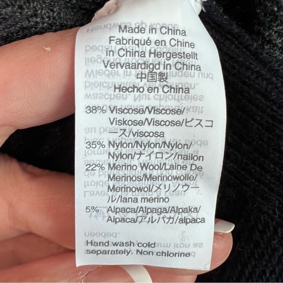 MADEWELL Kendall Colorblock Navy Gray V Neck Wool Alpaca Blend Sweater Size S - Picture 6 of 11